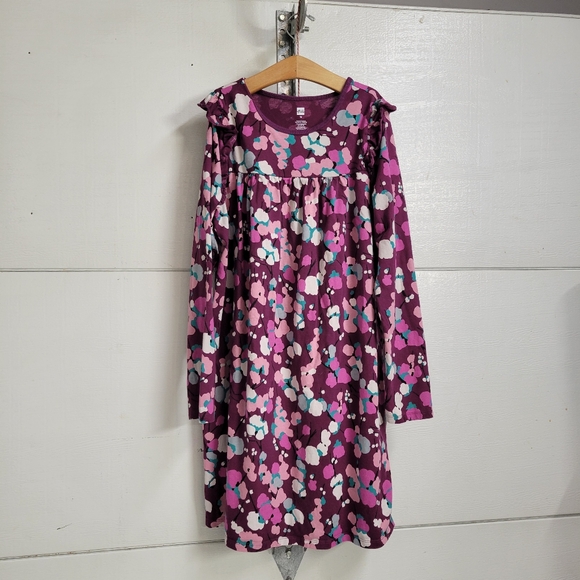 Tea Collection Snowy Branches Mighty Mini ruffle shoulder Dress Girls Size 16 - Picture 1 of 9